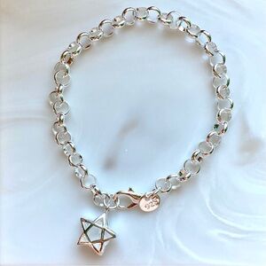 Sterling Silver Star Charm Chain Bracelet - Silver